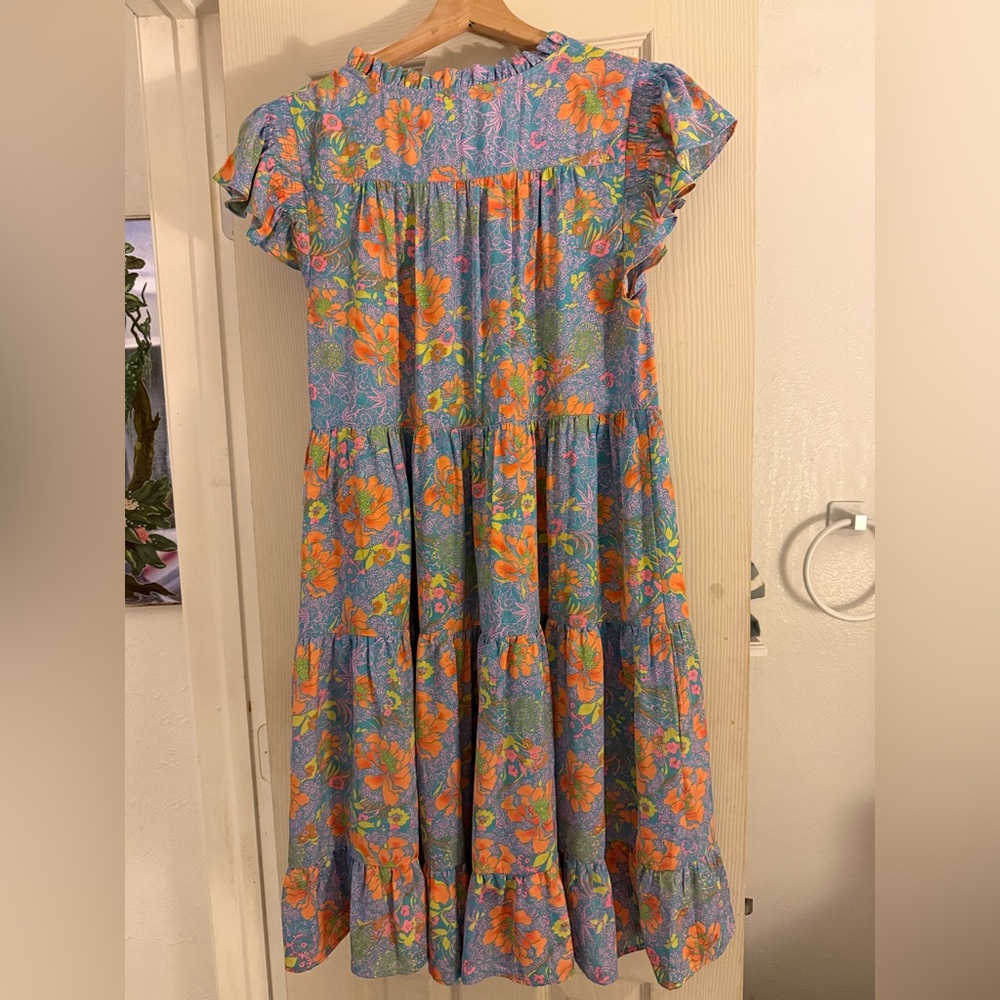 Current Air Floral Dress in Blue and Orange